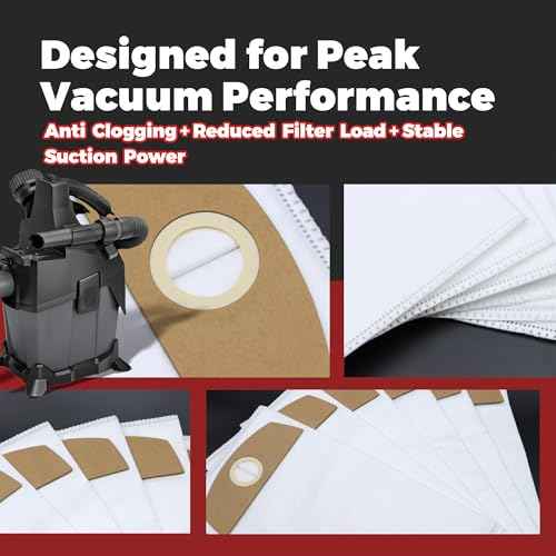 6-Pack Wet/Dry Dust Bags for FLEX 24V Brushless Wet/Dry Vacuum | Filter Bags Compatible with FLEX VC 6L MC & VC 6L MC 18.0 | Vacuum Cleaner Replacement Bags 487287