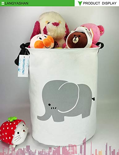 LANGYASHAN Laundry Basket Canvas Fabric Collapsible Organizer Basket for Storage Bin Toy Bins Gift Baskets Bedroom Clothes Children Nursery Hamper (Elephant) - color: Elephant