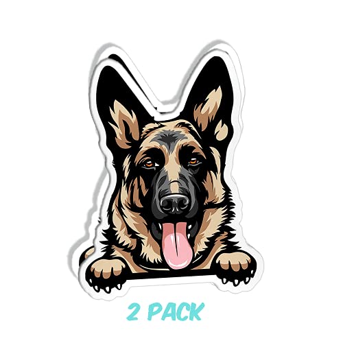 German Shepherd Peeking Paws Sticker (2 Pack) 4¡± x 3¡± German Shepherd Vinyl Decals for Cars, Car Windows, Water Bottles, Phones. Gift for German Shepherd Owner, K9