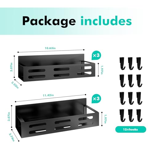 SETBAOO 6 Pack Magnetic Spice Rack for Refrigerator Set, Black Magnetic Shelf and Fridge Kitchen Cabinet Organizers Storage Seasoning Organization Mini Shelves. - size: 6 Pack Black-C