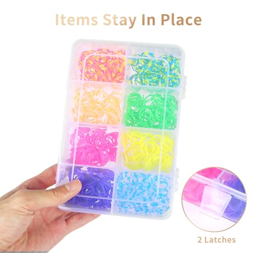 QUEFE 2 Pack 8 Grids Bead Organizers and Storage, Plastic Organizer Box with Removable Dividers Tackle Box Organizer for Candies Snacks Electronics Jewelry Small Parts - size: 2pcs