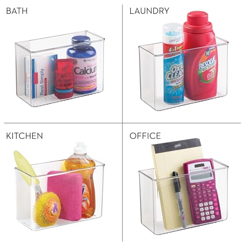 iDesign AFFIXX Plastic Wall Mount Organizer for Kitchen, Bathroom, Office, Bedroom, Garage, Craft Room, 3.5" x 8" x 5.5", Clear - style: Pack of 1
