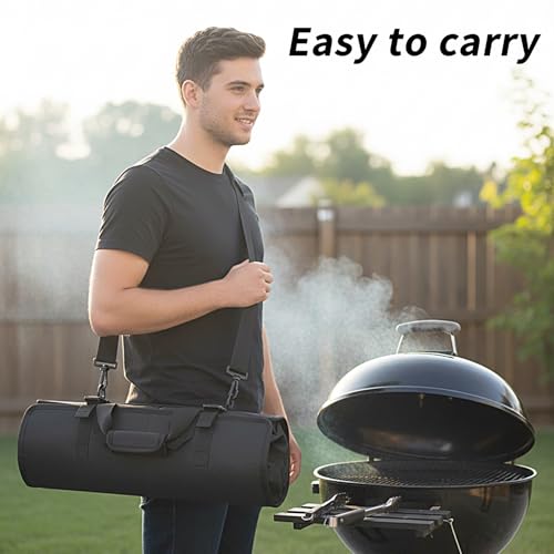 Grill Tool Accessory Storage Bag Roll Up, BBQ Tools Carry Orangizer Case for Grilling Utensil, Large Oxford Cloth Griddle Classifiable Holder for Outdoor Camping Barbecue Hiking Picnic Trip(Box Only)