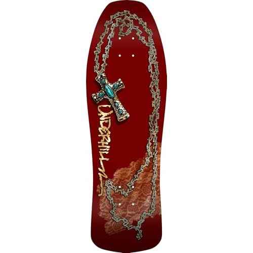 Powell Peralta Ray Underhill Cross Reissue Skateboard Deck, Burgundy/Gold Foil, 9.9" x 31.03"