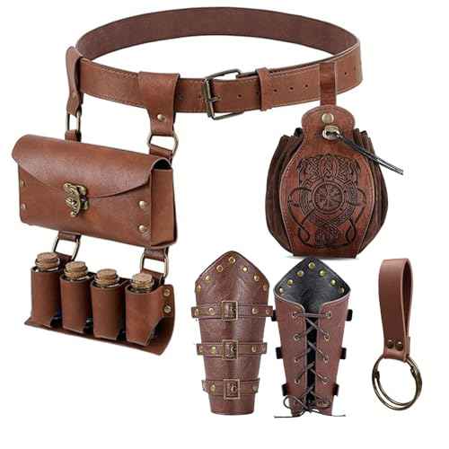 Renaissance Belt Pouch Purse Viking Bracer Hook Halloween Set Medieval Festival Costume Accessory Casual Fanny Pack Waist Bag