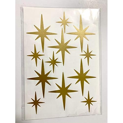 Gold Star Wall Decals Stickers for Adult Bedroom Girls Kids Room Decor,Gold Retro Stars Burst Wall Decals Peel and Stick Decor 72 PCS