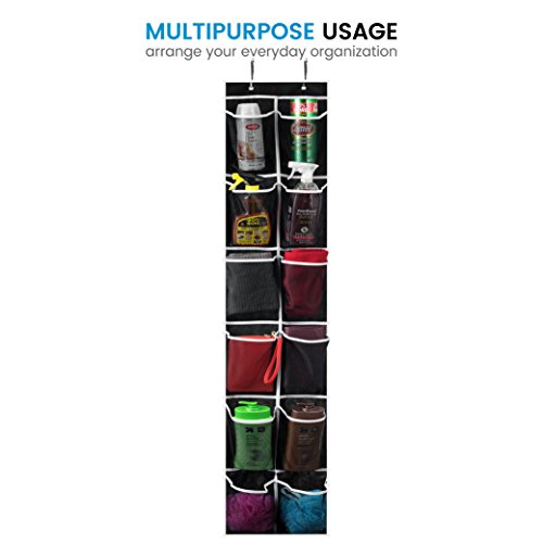 ZOBER Over the Door Shoe Organizer - 12 Mesh Pockets, Space Saving Hanging Shoe Holder for Maximizing Shoe Storage, Accessories, Toiletries, Etc. No Assembly Required, Organizer for Shoes 57½” x 12”