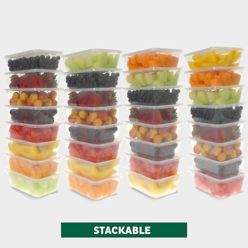 Freshware Food Storage Containers [50 Set] 25 oz Plastic Deli Containers with Lids, Slime, Soup, Meal Prep Containers, BPA Free, Stackable, Leakproof, Microwave, Dishwasher and Freezer Safe - size: 25 oz, 50-Set