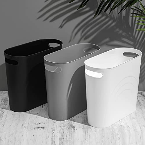 rejomiik Small Trash Can, 3.5 Gallon Slim Garbage Can Plastic Waste Basket with Handles Container Bin for Narrow Spaces Bathroom, Bedroom, Kitchen, Office at Home, White - color: White, size: 1 pack