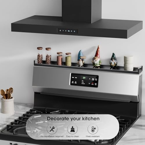 Bumusty 4X Strong Magnetic, 30" Adjustable Oven Shelf Spice Rack Over the Stove, Seasoning Organizer Kitchen Shelves, Matte Black