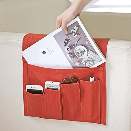Sofa Armrest Organizer, Armchair Caddy Remote Control Holder for Recliner Couch Arm Chair Caddies with 5 Pockets for Magazine Tablet Phone TV Remotes,Coffee,31x83cm - color: Coffee
