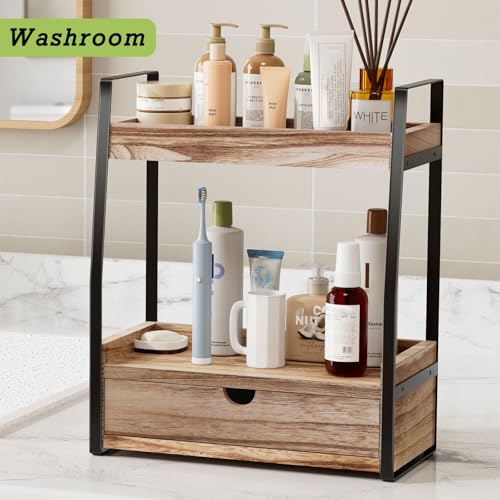 Boulphia 2-Tier Bathroom Organizer Countertop, Bathroom Sink Organizer Countertop, Vanity, Counter Shelf, Brown - color: Brown