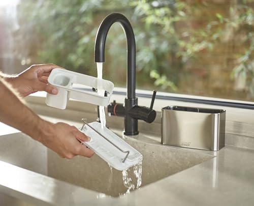 Joseph Joseph Surface Stainless Steel Caddy Sink Area Organizer and Sponge Holder, Stone - color: Light Stone