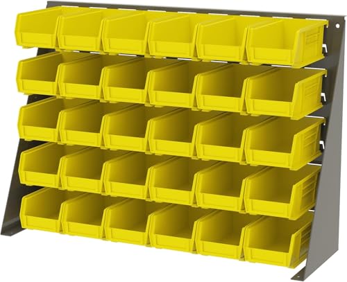 Akro-Mils 30220 AkroBins Plastic Storage Bins, Space-Saving Stackable Bins for Garage, Pantry, Craft Organization, 7" x 4" x 3", Yellow, 24-Pack - color: Yellow