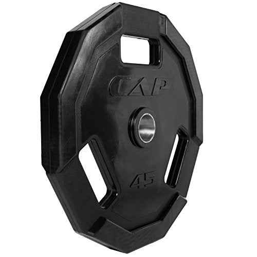 CAP Barbell 12-Sided Rubber Olympic Grip Weight Plates, Black | Multiple Sizes