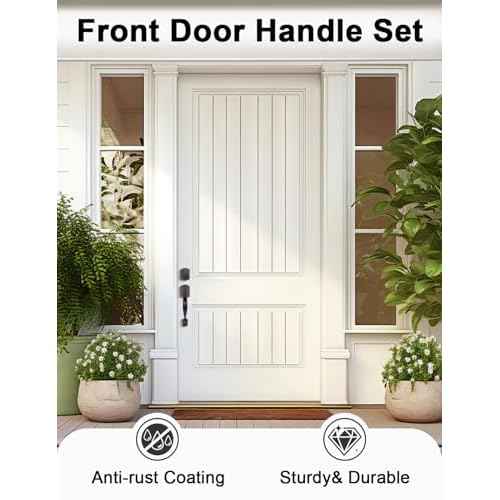 Camelot Front Door Handle and Deadbolt Set, Front Door Lock Set, Oil-Rubbed Bronze Finish, Upgated Entry Door Handle with Accent Wave Door Lever with Reversible Handle Lever, 1 Pack