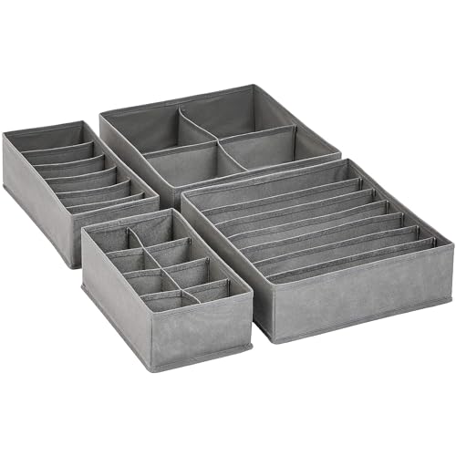 Amazon Basics Dresser Drawer Storage Organizer for Undergarments, Set of 4, Gray | Set of 4 - size: Set of 4