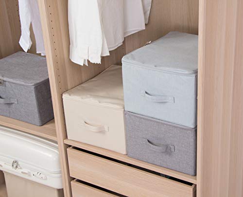 iwill CREATE PRO Collapsible Rigid Storage Bins with Lid, Shelves Clothes Storage Cubes, Tide Up Your Wardrobe, Beige, Set of 2 - color: Beige