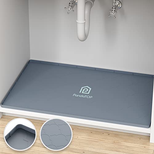 Under Sink Mat, 28" x 19" Silicone Kitchen Cabinet Tray, Waterproof & Flexible Under Sink Liner for Kitchen Bathroom and Laundry Room - size: 19"W x 28"L