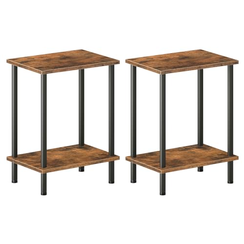 HOOBRO End Tables Set of 2 and Wire Cube Storage Organizer, Small Side Table,9-Cube Shelves, Modular Shelves with Metal Grid, DIY Closet Cabinet BF09BZP201-BF09CW01