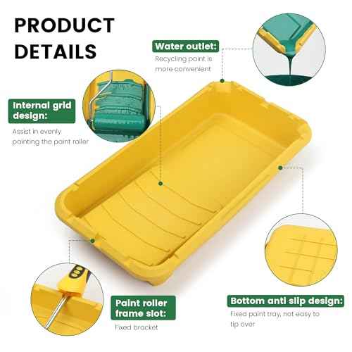 Voomey Paint Roller Tray,4 inch Plastic Paint Tray,5pcs,Easy to Clean Paint Pans Trays for Wall Painting, DIY Projects, and Home Renovation