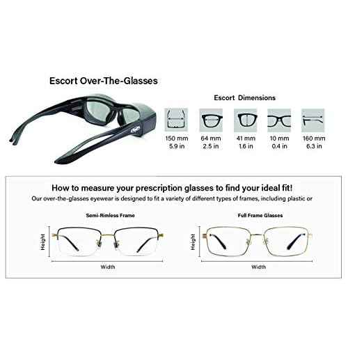 Global Vision Escort Safety Fit Over Glasses, Black Frame (3 Pack - 1 Clear Lens, 1 Smoke Lens, 1 Yellow Lens)