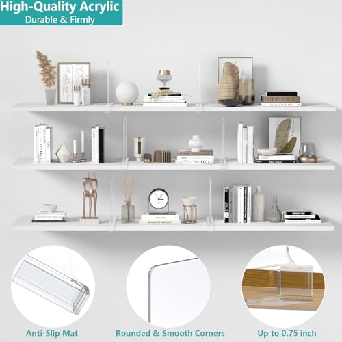 12 PCS Shelf Dividers for Closet Organization Acrylic Clear Closet Shelf Divider for Wooden Shelving Suitable for Wooden or Vertical Shelves Or Bedroom, Kitchen and Office - size: 12 Pack