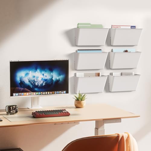 Gawerk Clear Acrylic Single Pocket, Plastic Hanging Wall Mount File Holder for Office Home (White, 8 Pack) - color: White, size: 8 Pack