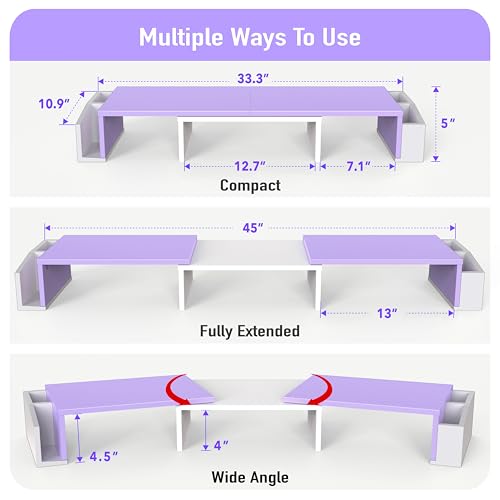 Simple Houseware Desk Dual Monitor Stand Riser with Drawer, Purple - color: Purple