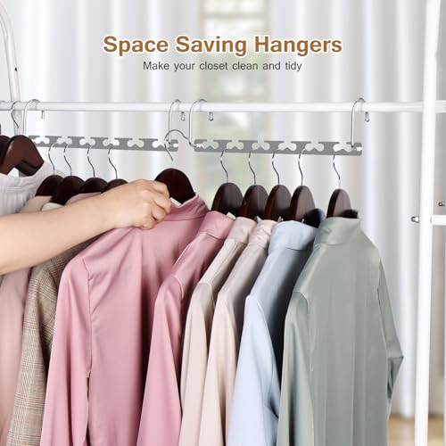 Space Saving Hangers for Clothes 6 Pack, Sturdy Metal Hangers Wardrobe Organizer, Magic Cascading Hanger, Closet Space Saver Closet Organizers and Storage