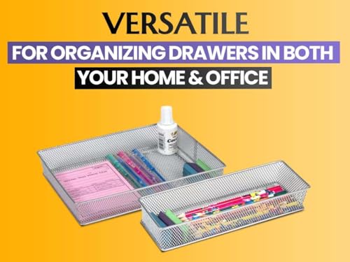 YBM HOME Silver Mesh Drawer Cabinet and or Shelf Organizer Bins, School Supply Holder Office Desktop Organizer Basket 1594s (1, 3x6x2 Inch) - size: 3x6x2 Inch