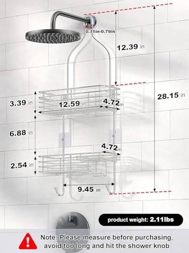 SMARTAKE Hanging Shower Head Caddy, Rustproof Bathroom Shower Shelf Organizer, SUS201 Stainless Steel Over The Storage Rack, for Toilet, Bathroom, Silver - color: 01-Silver