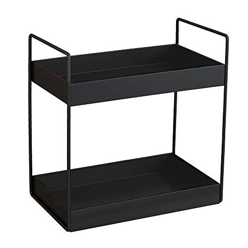 2 Tier Bathroom Counter Organizer, Standing Vanity Organizer Shelf for Bathroom Storage Organization, Countertop Skincare Makeup Organizers Holder, Black