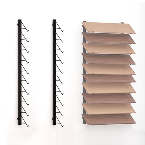 Wall Mounted Floor Tile Storage Rack, 10-Layer Porcelain Sample Display Stand, 55.1in/140cm High Multi Row Ceramic Stone Show Shelf, Card Slot Depth 8.1in/20.5cm (Black) - color: Black