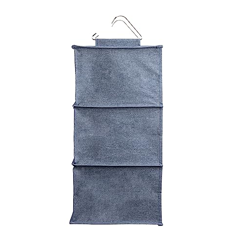 Household Essentials Hanging Cotton Blend Closet Organizer with 3 Storage Shelves, Denim - color: Denim