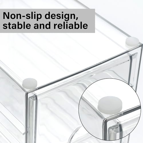 Prsildan Acrylic Drawer Organizer with 17 Drawers, Craft Office Desk Makeup Organizers Accessories, Set of 4 Clear Stackable Storage Drawers for Vanity, Countertop, Jewelry, Art Supply Organization - style: 17 Drawers