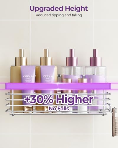 ODesign Shower Caddy 3 Pack SUS304 Stainless Steel-No Drilling-Shower Bathroom Shelves Rack,Rustproof Wall Mounted,Adhesive Shower Shelf Basket Organizer-Silver - color: Silver