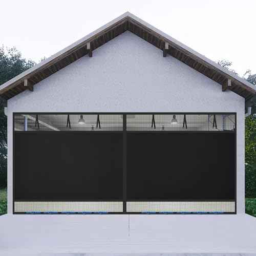 Privacy Garage Door Screen Blackout for 2 Car Garage-16x7FT Magnetic Garage Screen, 9.6LB Heavy Duty Thicker 265g/§³ Mesh, Hands Free, Magnetic Privacy Garage Screen Door(Black, 16 * 7FT)