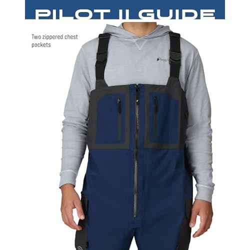 FROGG TOGGS Men's Pilot II Guide Waterproof Breathable Rain Bib, Dust Blue/Slate, Medium