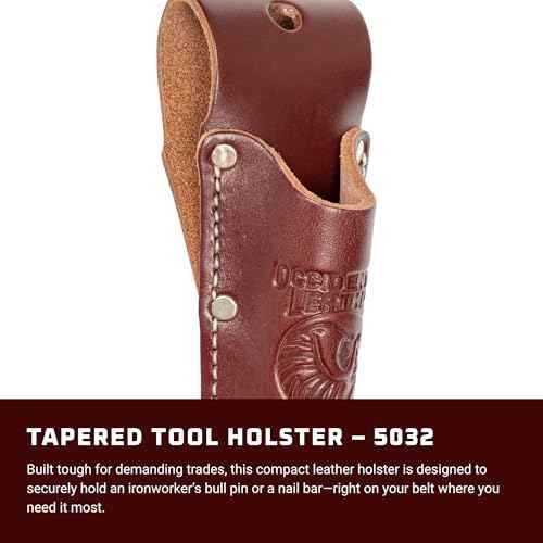 Occidental Leather Tapered Tool Holster - OxyRed - Fits Up to a 3" Belt - Compact, All-Leather Construction - Made in USA