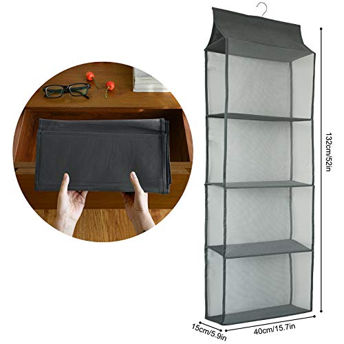 Closet Handbag Purse Holder, Space Saving Hanging Handbag Storage Tote Bag Organizer Holder with 4 Large Heavy-Duty Mesh Shelves for Wardrobe Closet(Pack of 2 Gray) - color: Pack of 2 Gray