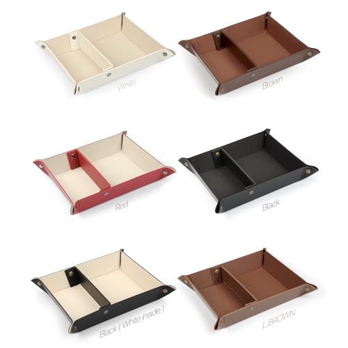 Londo Leather Tray Organizer - Practical Lightweight Water Resistant Computer Table Desk Storage Box for Wallets, Watches, Keys, Coins, Cell Phones and Office Equipment - color: White