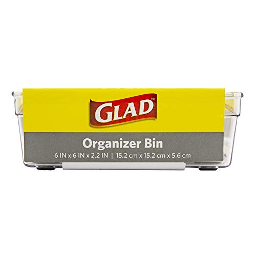 Glad Clear Plastic Organizer Bin – 6” x 6” x 2.2” Drawer Storage Tray with Non-Slip Feet, Clear (Pack of 6) - size: 6x6 (Pack of 6)