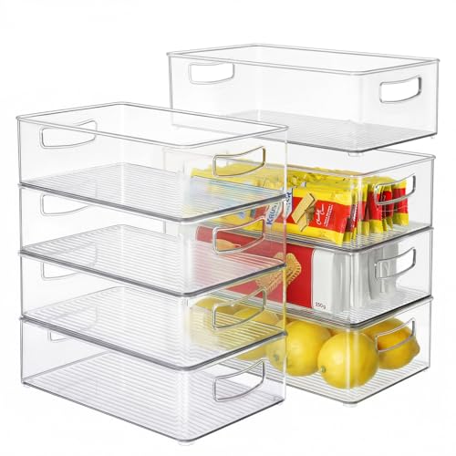 Heyuzb Set of 8 Clear Fridge Organizer Bins, Stackable Refrigerator Organizers and Storage for Fridge, Freezer, Pantry, BPA Free - size: 8 Pack Stack