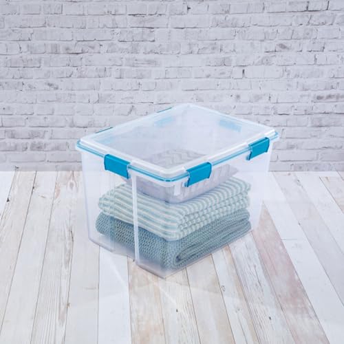 Sterilite 12-Pack Gasket Box, Weather-Resistant Storage Bins with Latching Lids, 80 Quart - Heavy-Duty Organizing Containers for Closet, Bathroom, and Office - size: 80 Quart, style: 12 Pack
