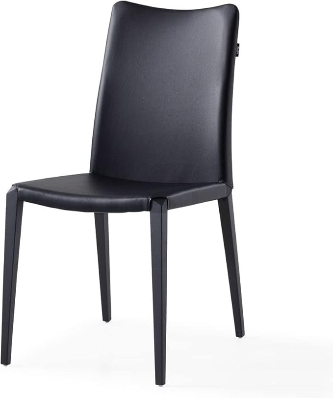 ZURI Modern Jordan Dining Chair in Black Leatherette and Matte Black Steel Base