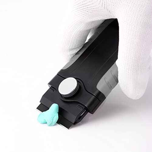 Gomake Locking Razor Blade Scraper with Safety Cap, Glass Cooktop Scraper with 10PCS Black Carbon Steel Blades for Glass Clean, Paint and Old Label,Decal Sticker Remover, Stove Top Scraper Tool
