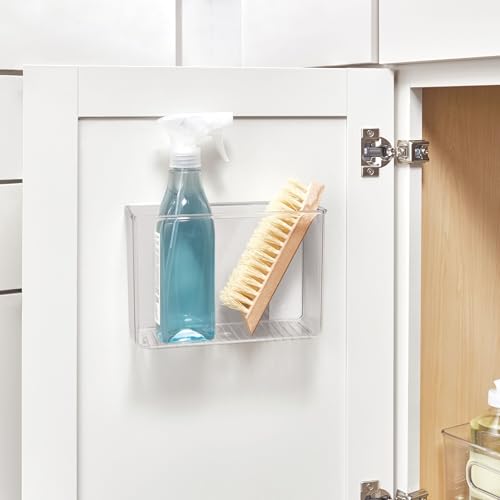 iDesign AFFIXX Plastic Wall Mount Organizer for Kitchen, Bathroom, Office, Bedroom, Garage, Craft Room, 3.5" x 8" x 5.5", Clear - style: Pack of 1