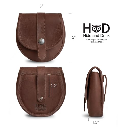 Hide & Drink, Bushcraft Leather Pouch Handmade from Full Grain Leather - Waist Holster Bag, Conveniently Attaches to Belt - Accessory for Storing Tools and Equipment for DIY Projects - Bourbon Brown