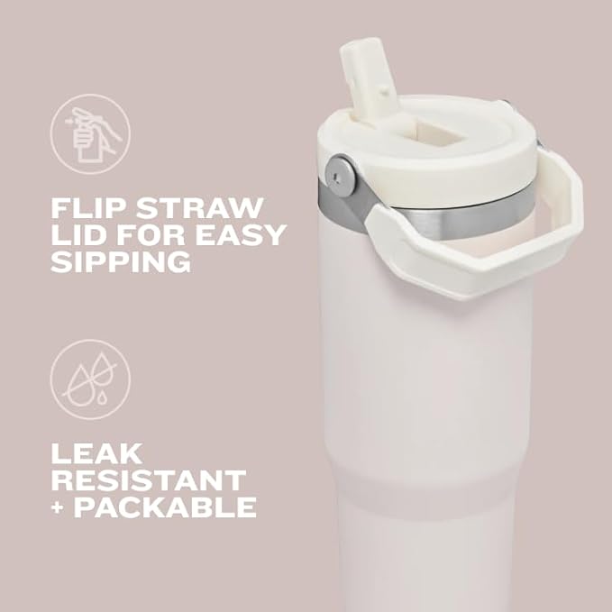 Stanley IceFlow Flip Straw Tumbler with Handle 20 oz | Twist On Lid and Flip Up Straw | Leak Resistant Water Bottle | Insulated Stainless Steel |BPA-Free | Navy